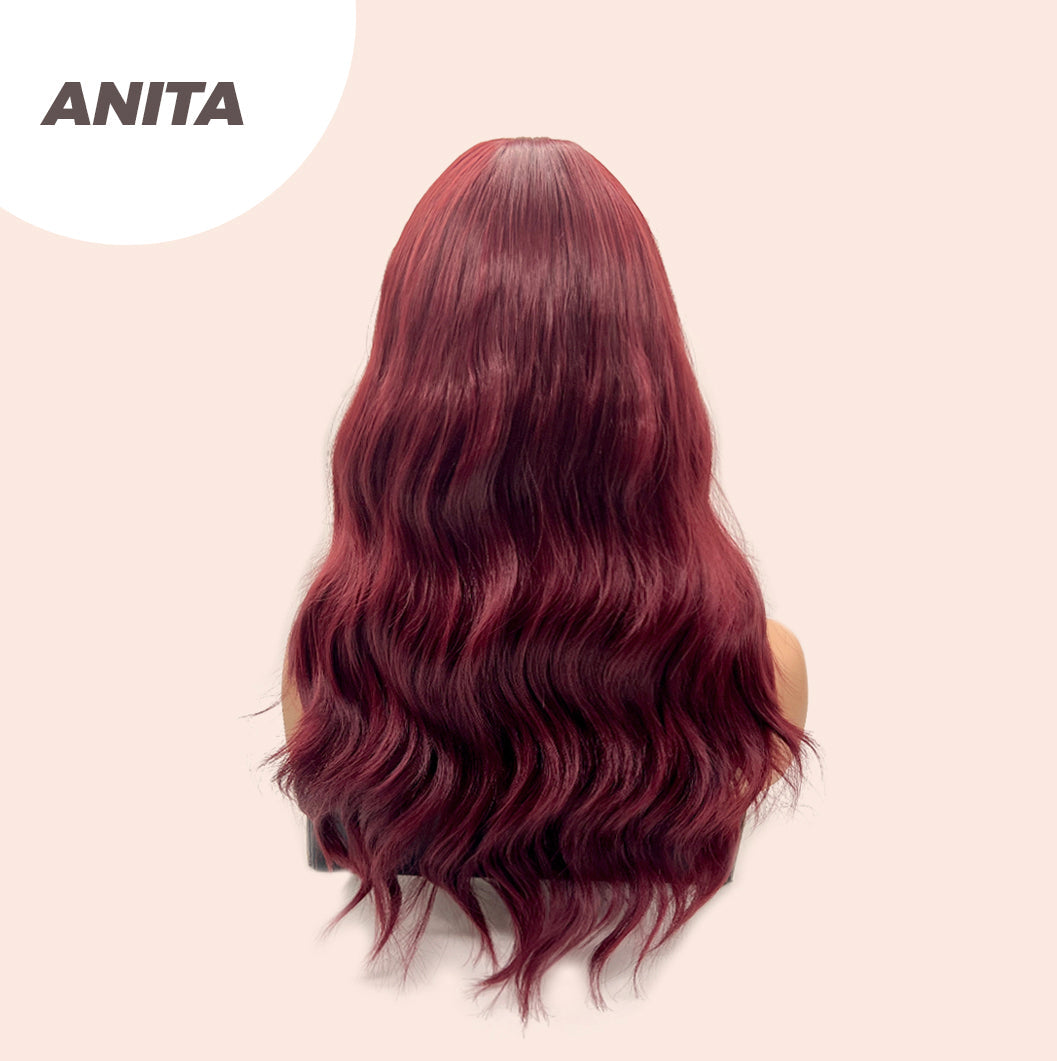 JBEXTENSION 22 Inches Red Body Wave Wig With Bangs ANITA