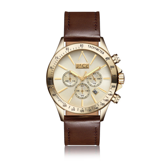 "ZAGREB" MEN`S LEATHER BAND CHRONOGRAPH WATCH