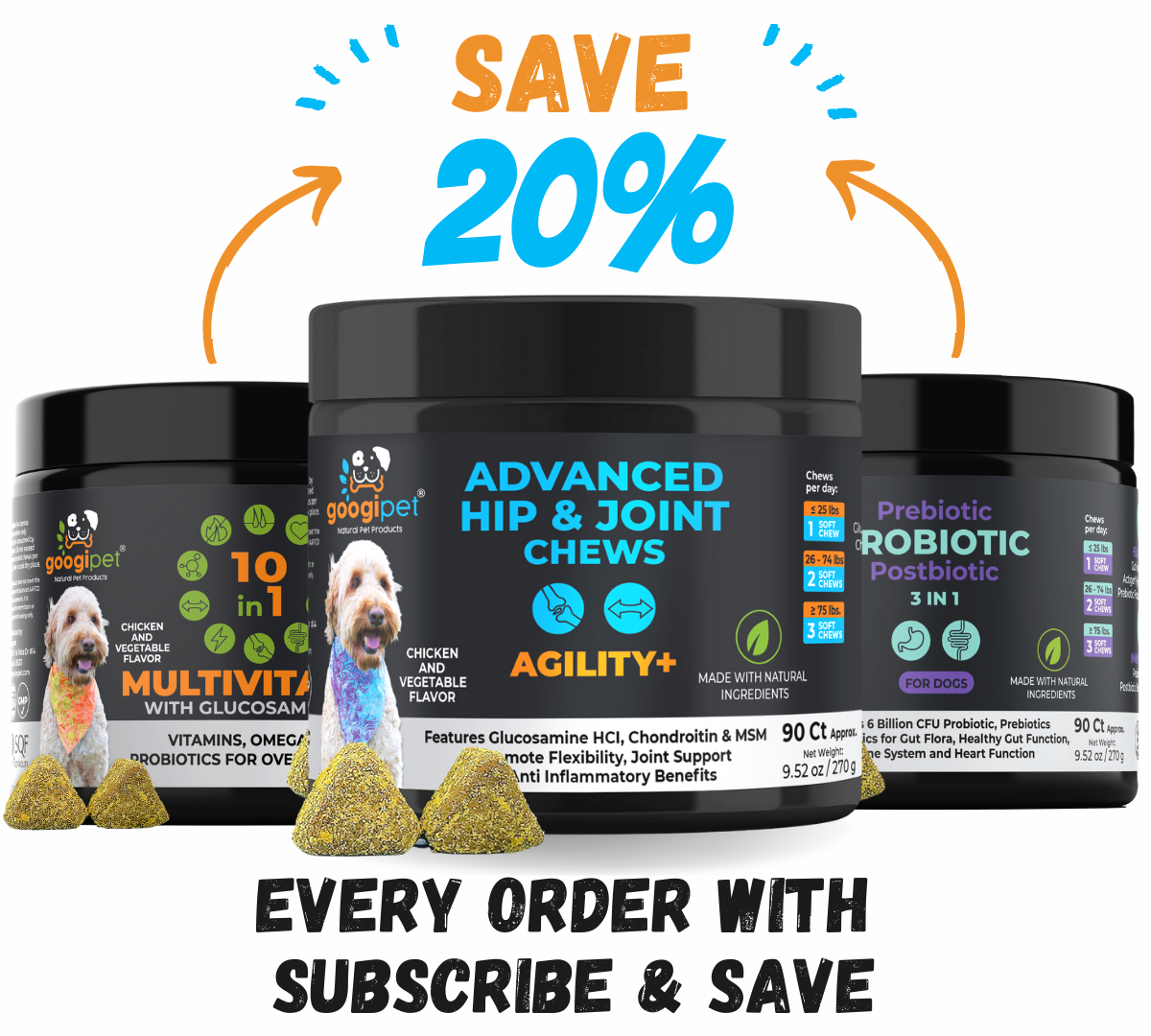 Agility+ Advanced - Masticables para cadera y articulaciones para perros