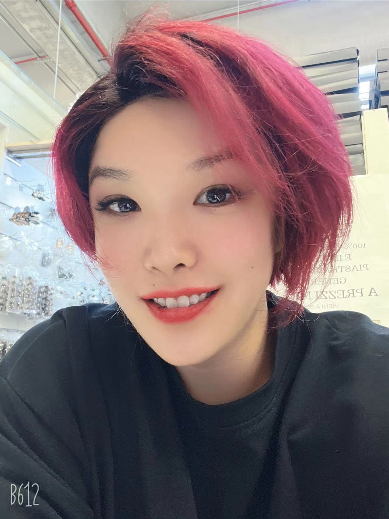JB EXTENSION 6 Inches Pixie Cut Front-lace Real Human Hair in Wine Red Color with Dark Roots Scarlett