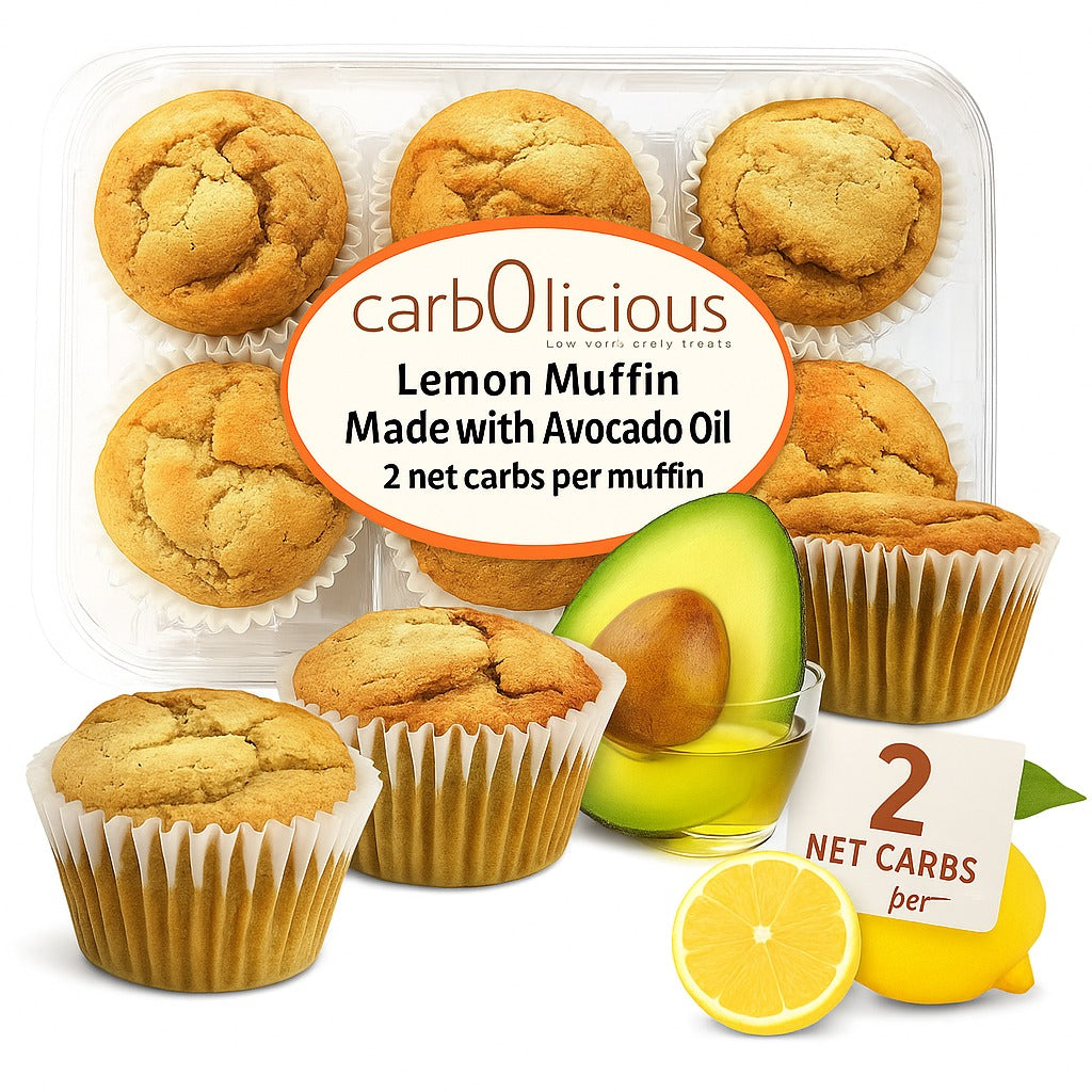 Carbolicious Homestyle Lemon Muffin Low-Carb Sugar-Free - 6 Pack - Only 2g Carbs per Muffin