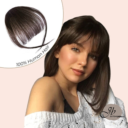 JBextension Air Bangs Hair Clip in Bangs for Women 100% Human Hair Wispy Bangs Fringe with Temples Hairpieces Clip on Air Bangs Flat Neat Bangs Hair Extension for Daily Wear