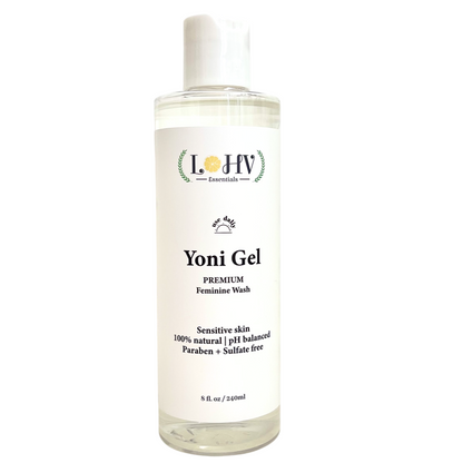 Gel íntimo LOHV YONI PREMIUM Herbal con pH equilibrado: elimina el mal olor, limpia la vulva y mantiene un pH saludable con aceite de palmiste, aceite de rosa y hoja de aloe vera.