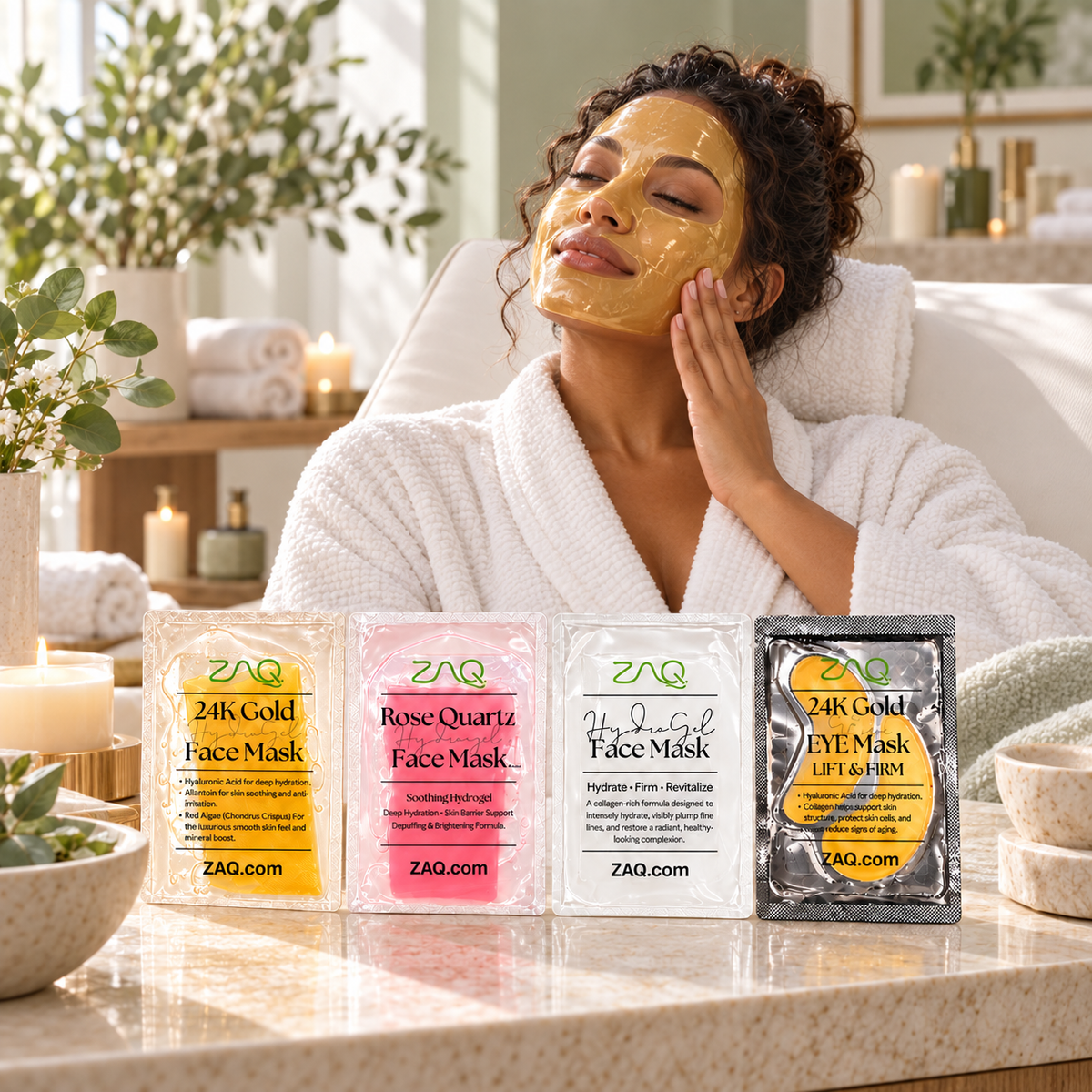 ZAQ Hydrogel Mask Collection – 4-Piece Face & Eye Mask Set