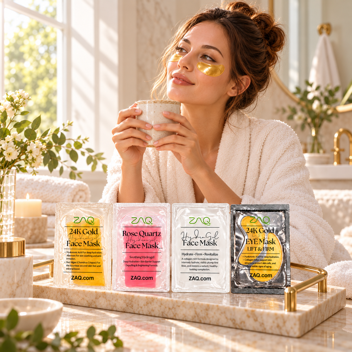 ZAQ Hydrogel Mask Collection – 4-Piece Face & Eye Mask Set