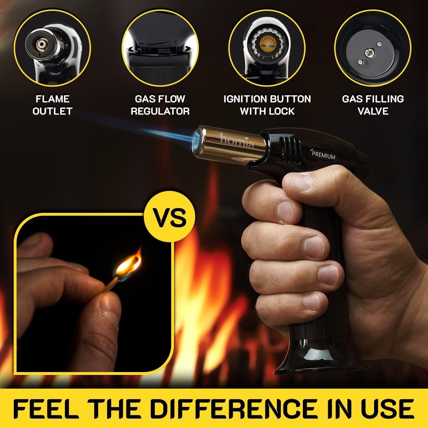 Butane Torch  Refillable Kitchen Torch Lighter Adjustable Flame