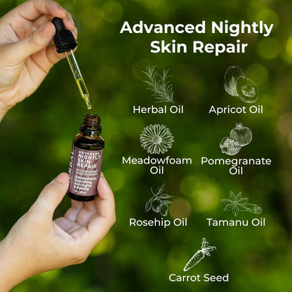 Reparación nocturna avanzada de la piel con aceite de tamanu orgánico