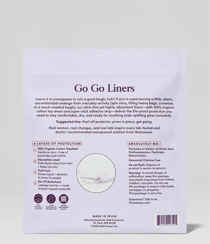 Womaness - Go Go Liners - Everyday Light Protection for Incontinence: 22 liners