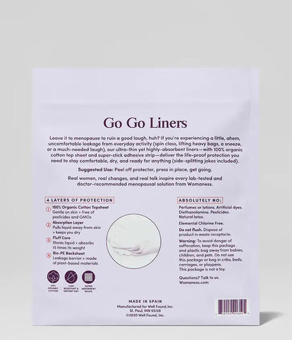 Womaness - Go Go Liners - Everyday Light Protection for Incontinence: 22 liners