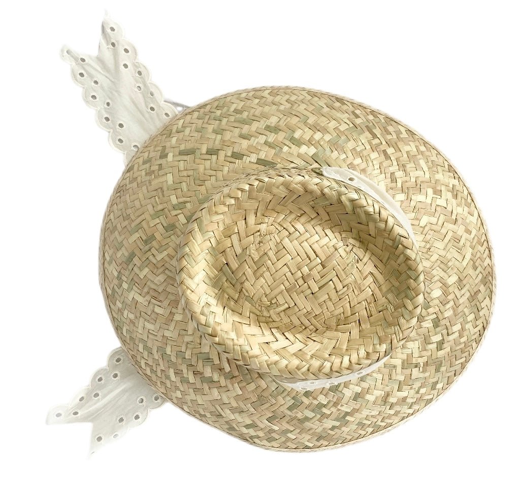 Amaryllis Sun Hat - Antique Eyelet Scallop Lace Ribbon | Daily Health & Beauty