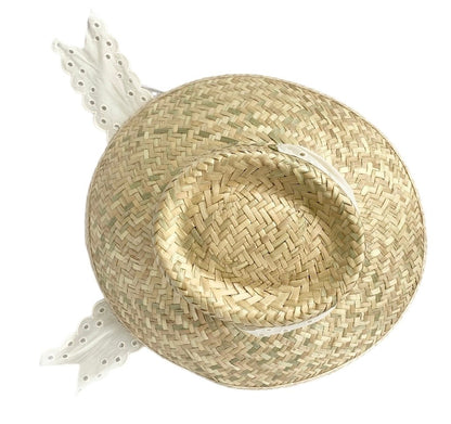 Amaryllis Sun Hat - Antique Eyelet Scallop Lace Ribbon | Daily Health & Beauty
