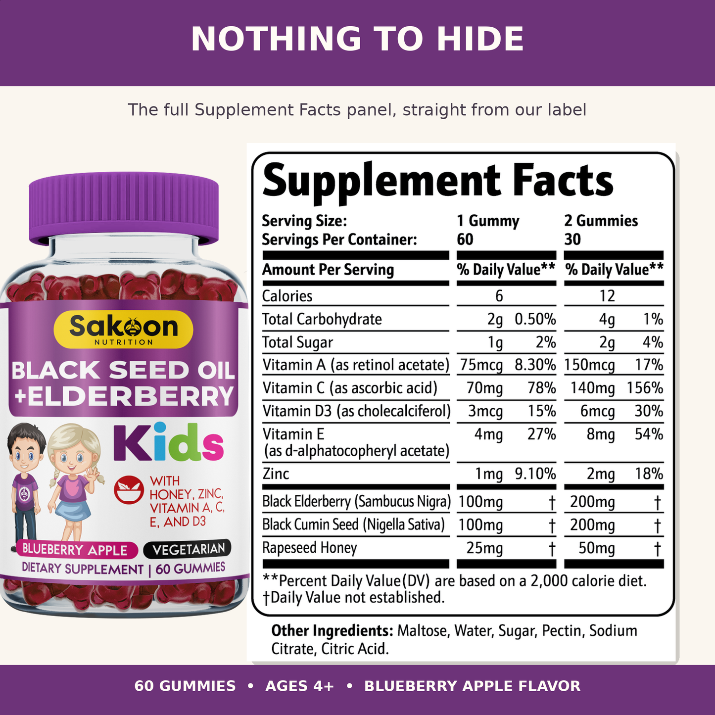Kids Black Seed + Elderberry Gummies
