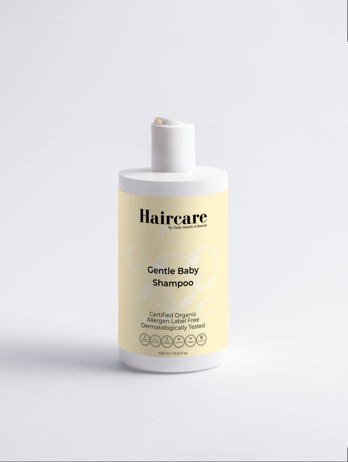 Gentle Baby Shampoo bottle — COSMOS Organic certified, dermatologically tested, allergen label free — Daily Health & Beauty