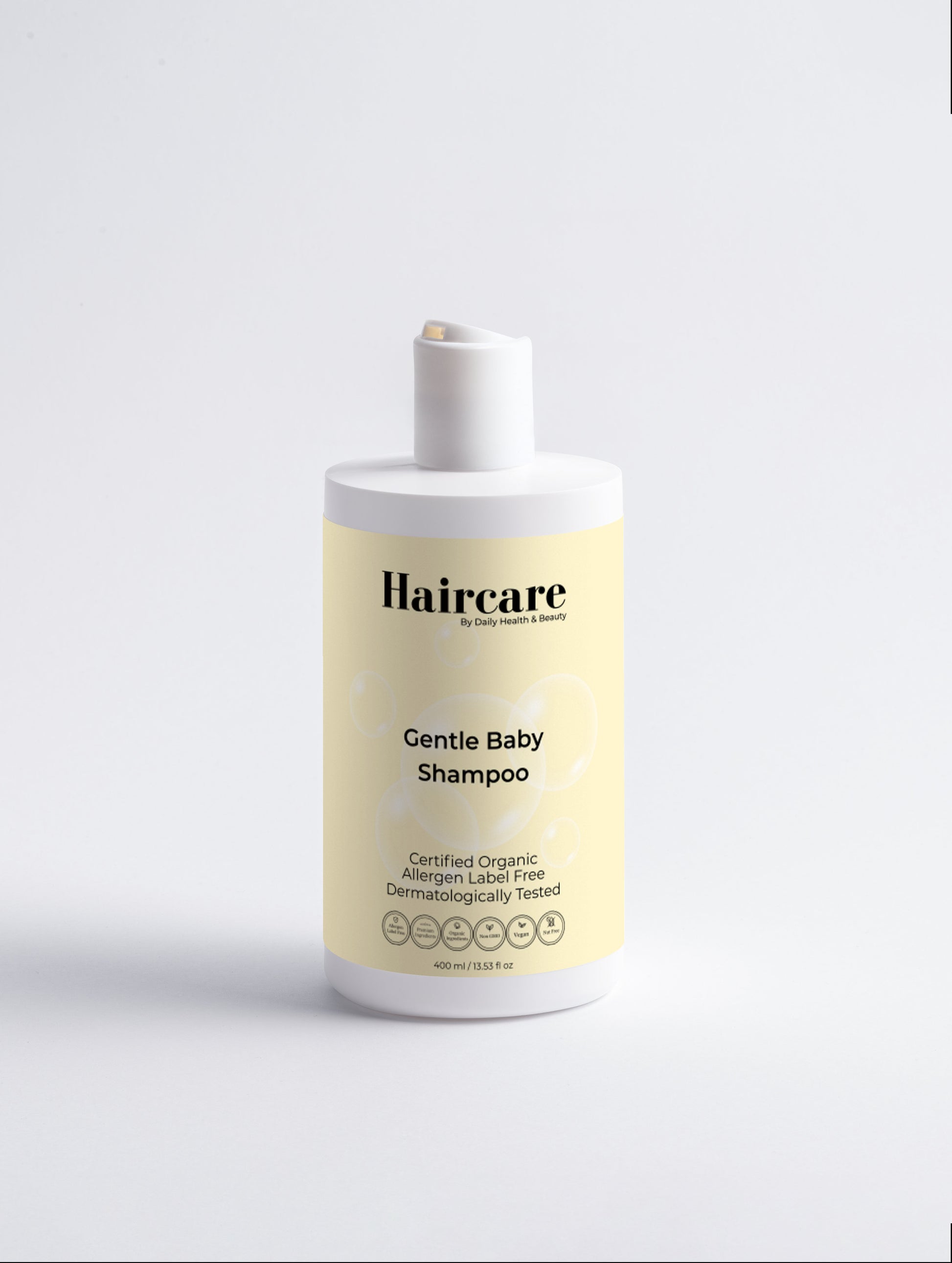 Gentle Baby Shampoo bottle — COSMOS Organic certified, dermatologically tested, allergen label free — Daily Health & Beauty