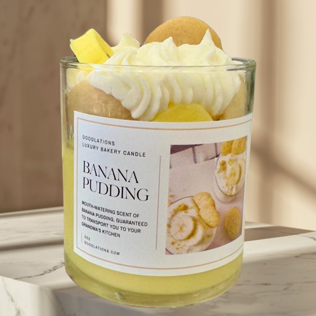 Doodlations Boutique Candle | Banana Pudding