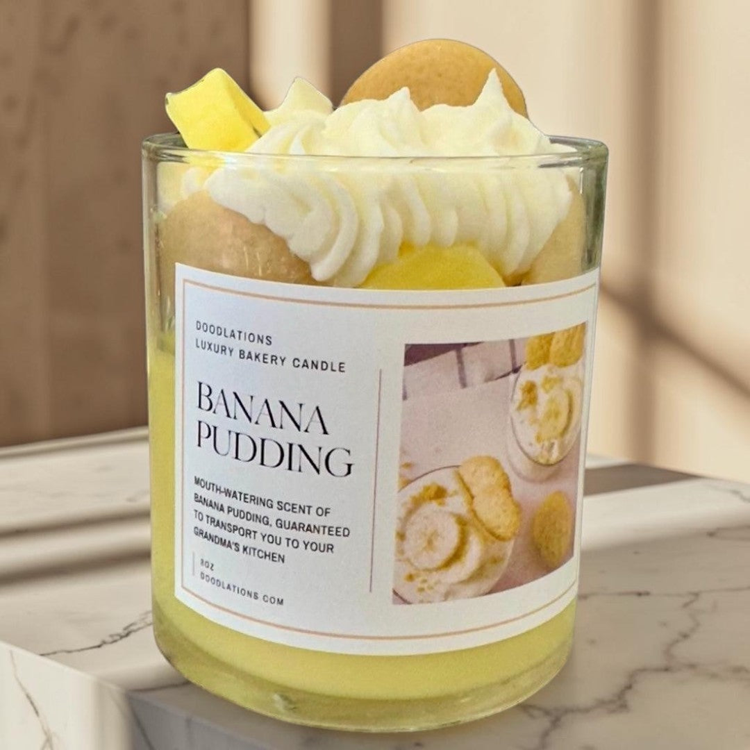Doodlations Boutique Candle | Banana Pudding