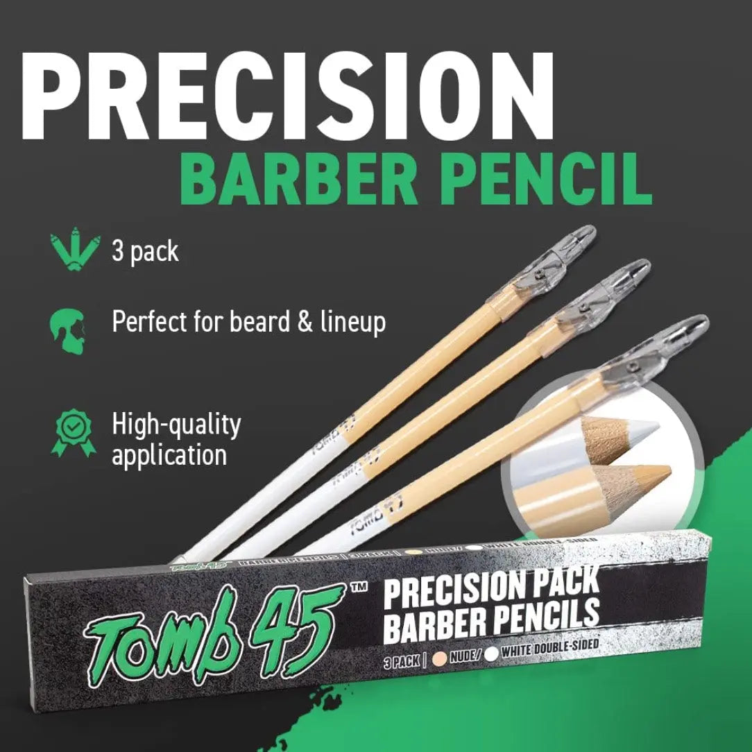 3PCS Tomb45 Barber Pencil – Hairline & Beard Trace Guide (With Sharpeners)