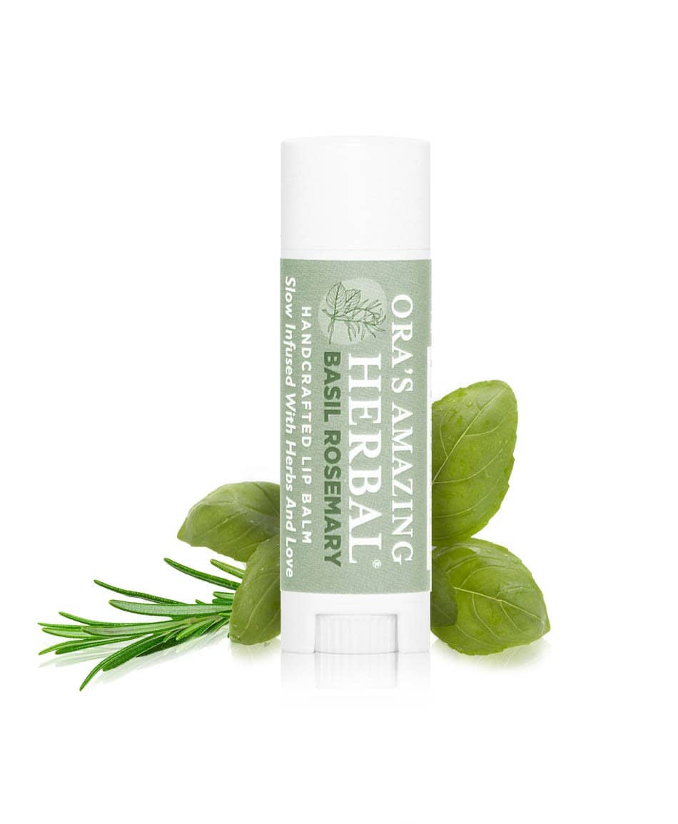 Natural Lip Balm, Herbal Infused, Basil Rosemary
