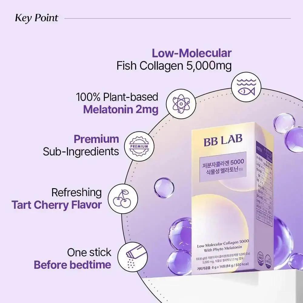 [Bundle] Low Molecular Collagen 5000 With Phyto Melatonin, 14 sticks x 3box