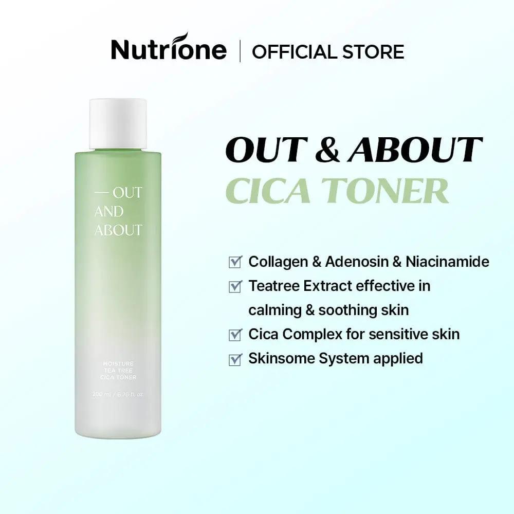 [Out And About Set] OUT AND ABOUT Moisture Tea Tree Cica Toner 200ml & Brightening Collagen Serum 30ml