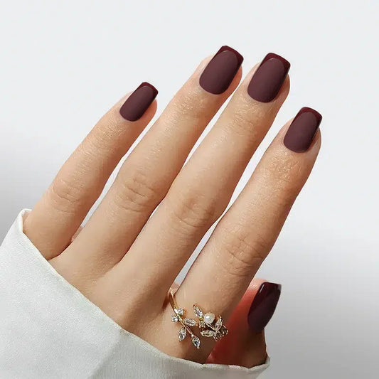 Plum Velvet Square Nails - Press On Nails | Long Lasting & Reusable