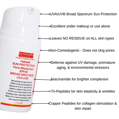 Crème Hydratante Visage Habaek Protection Solaire SPF50 | Peptides | Niacinamide