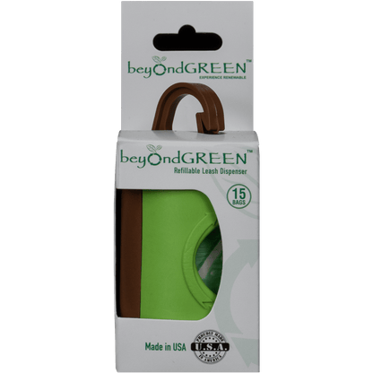 beyondGREEN Dog Waste Bag Leash Dispenser – Clip-On Holder for Standard Rolls – Durable, Portable, Made in USA