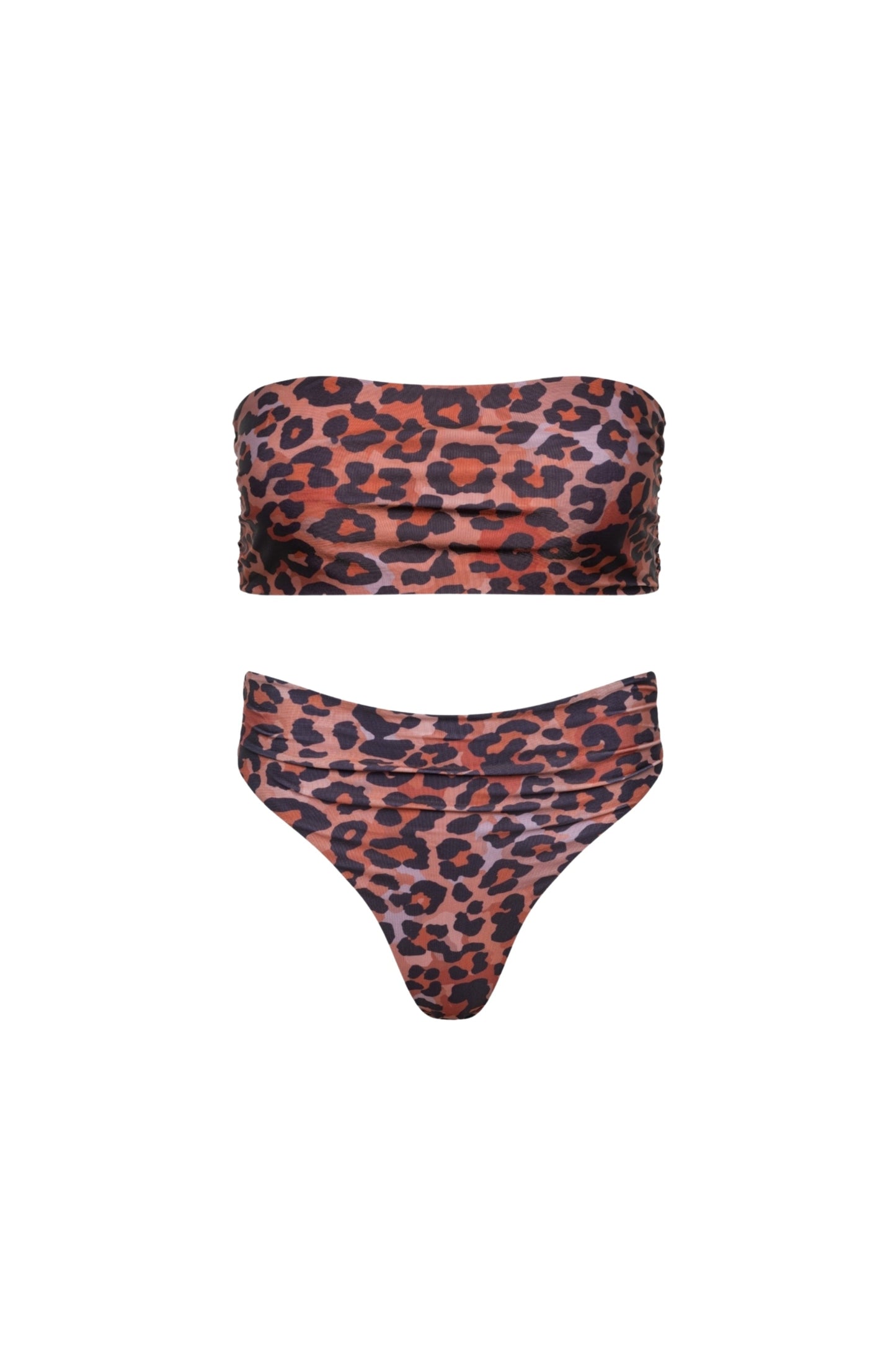 Capri Ruched Bandeau Bikini Set – Leopard