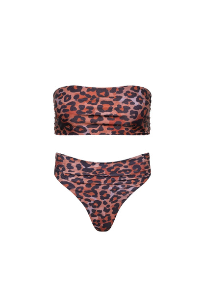 Capri Ruched Bandeau Bikini Set – Leopard