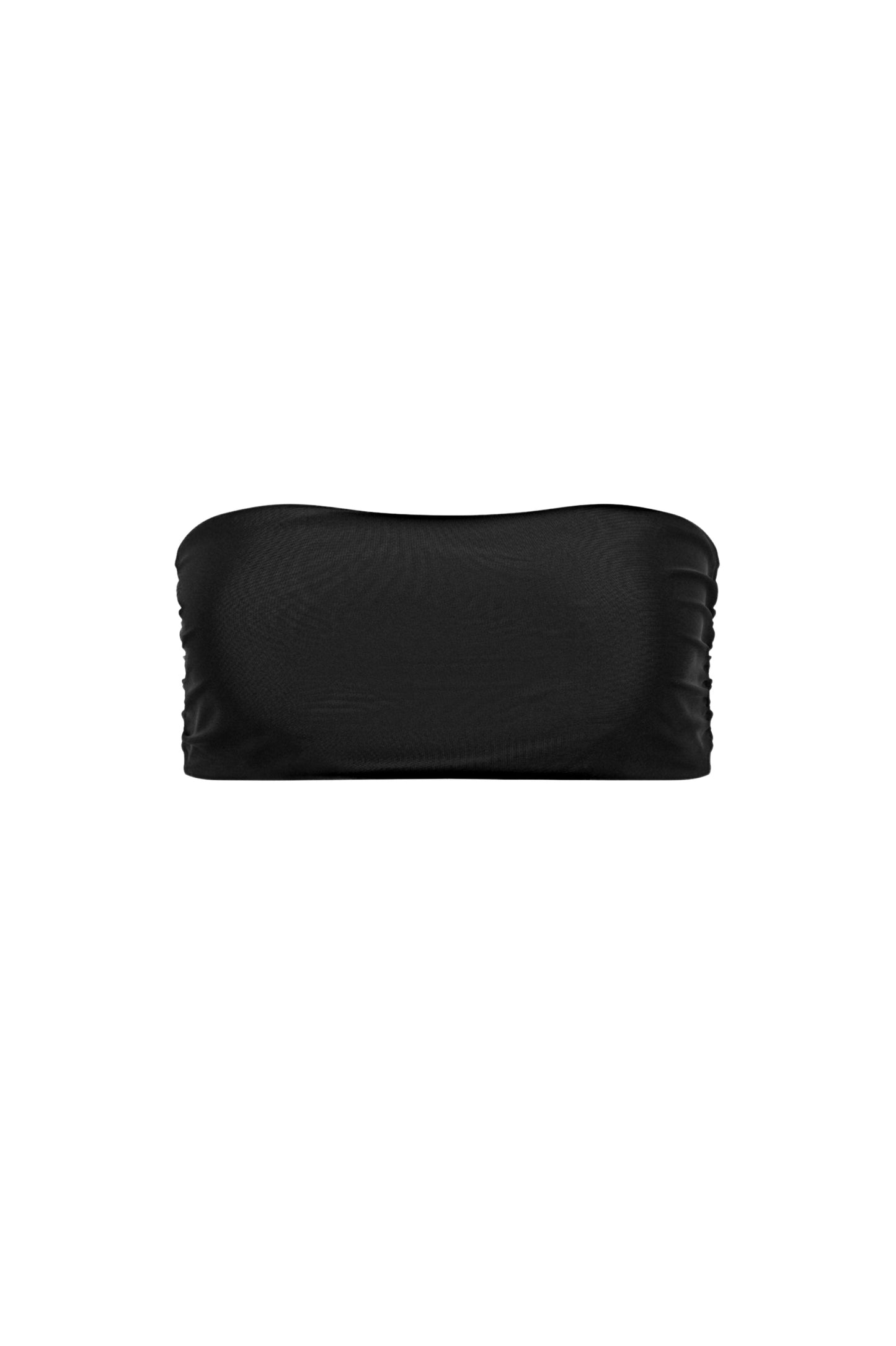 Capri Ruched Bandeau Bikini Top – Black