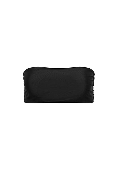 Capri Ruched Bandeau Bikini Top – Black