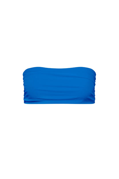 Capri Ruched Bandeau Bikini Top – Blue