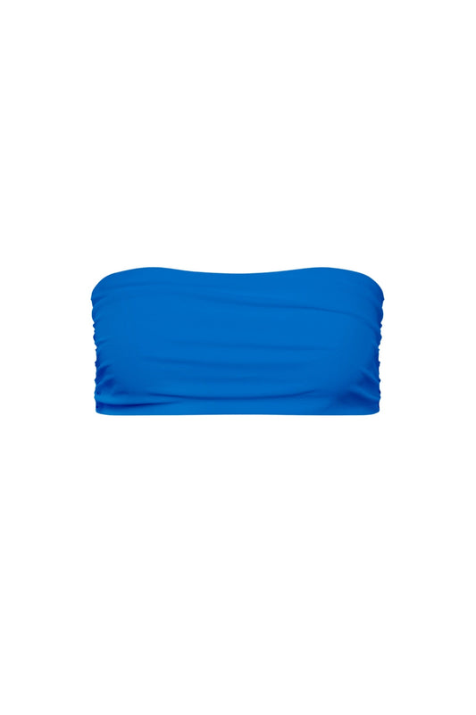 Capri Ruched Bandeau Bikini Top – Blue