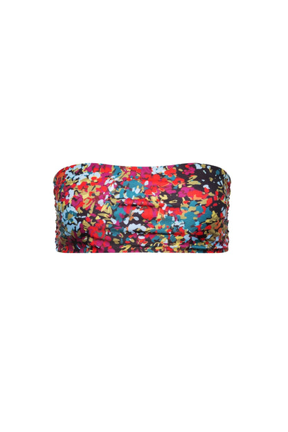 Capri Ruched Bandeau Bikini Top – Red Confetti