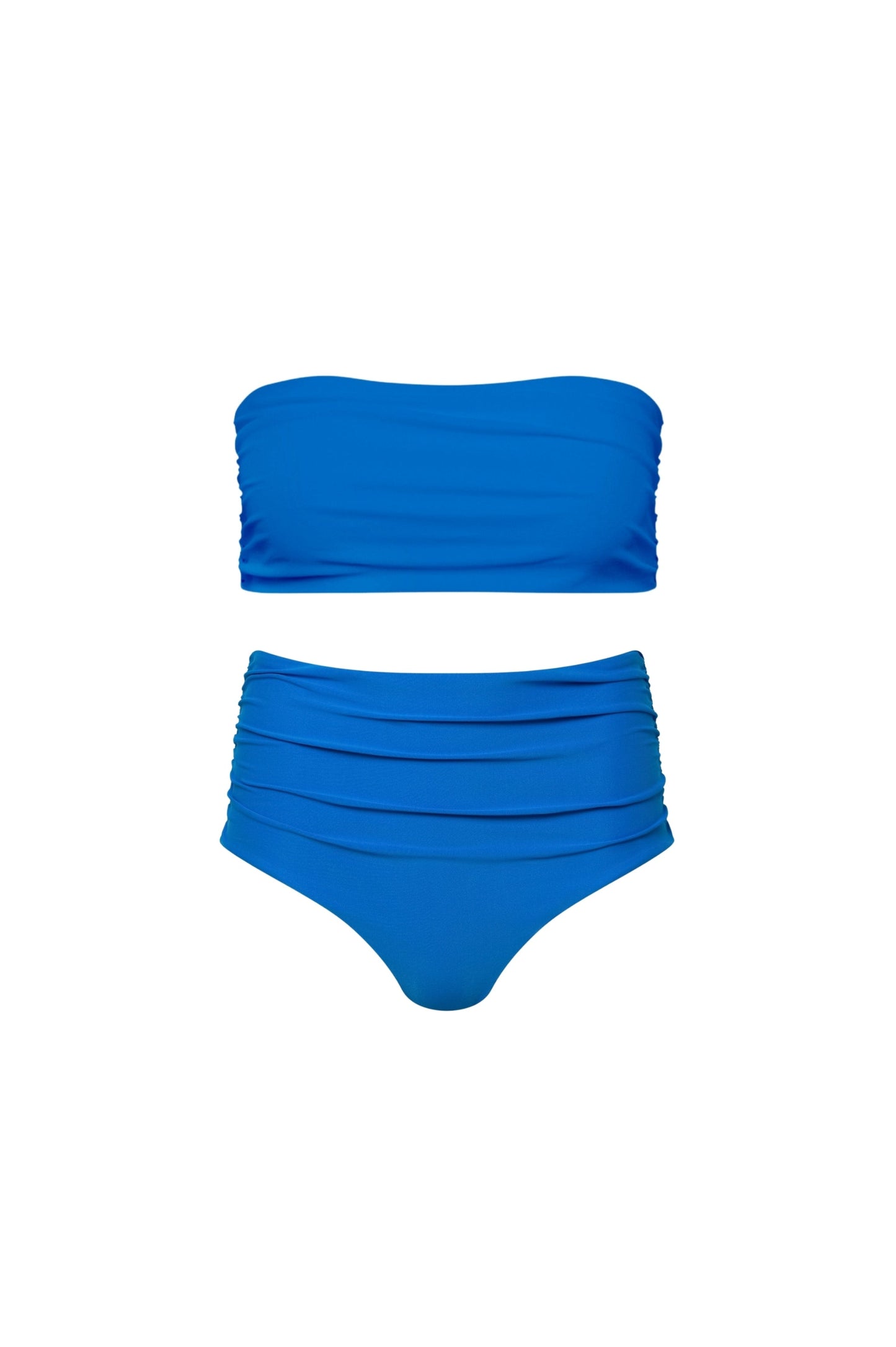 Capri Ruched Full Coverage Bikini Set – Blue