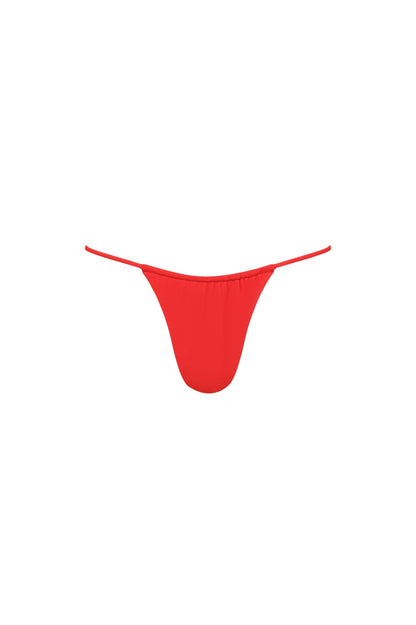 Bas de bikini Capri froncé à cordes rouge