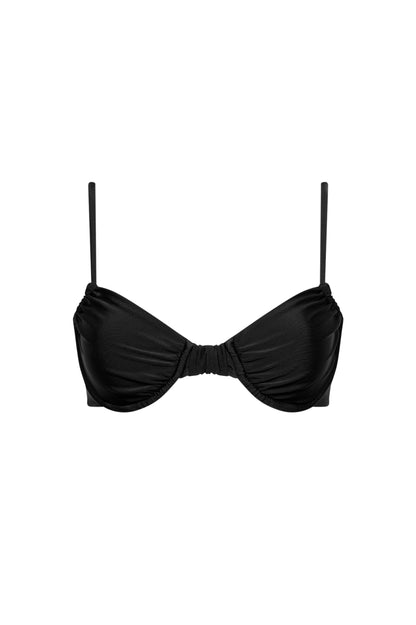 Capri Ruched Underwire Bikini Top – Black