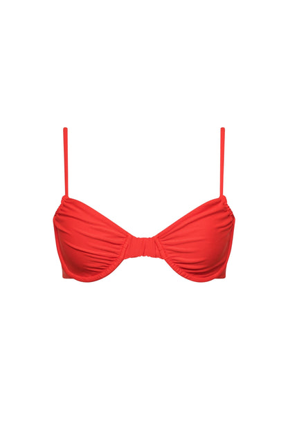 Haut de bikini Capri froncé à armatures Rouge