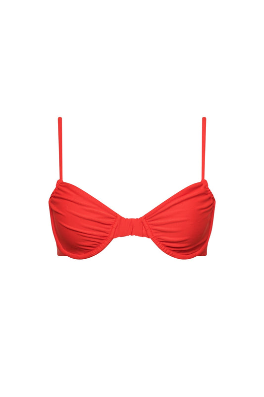 Capri Ruched Underwire Bikini Top Red