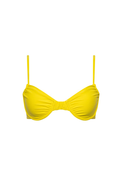 Capri Ruched Underwire Bikini Top Yellow