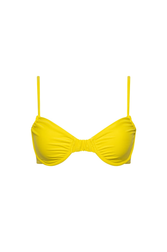 Capri Ruched Underwire Bikini Top – Yellow