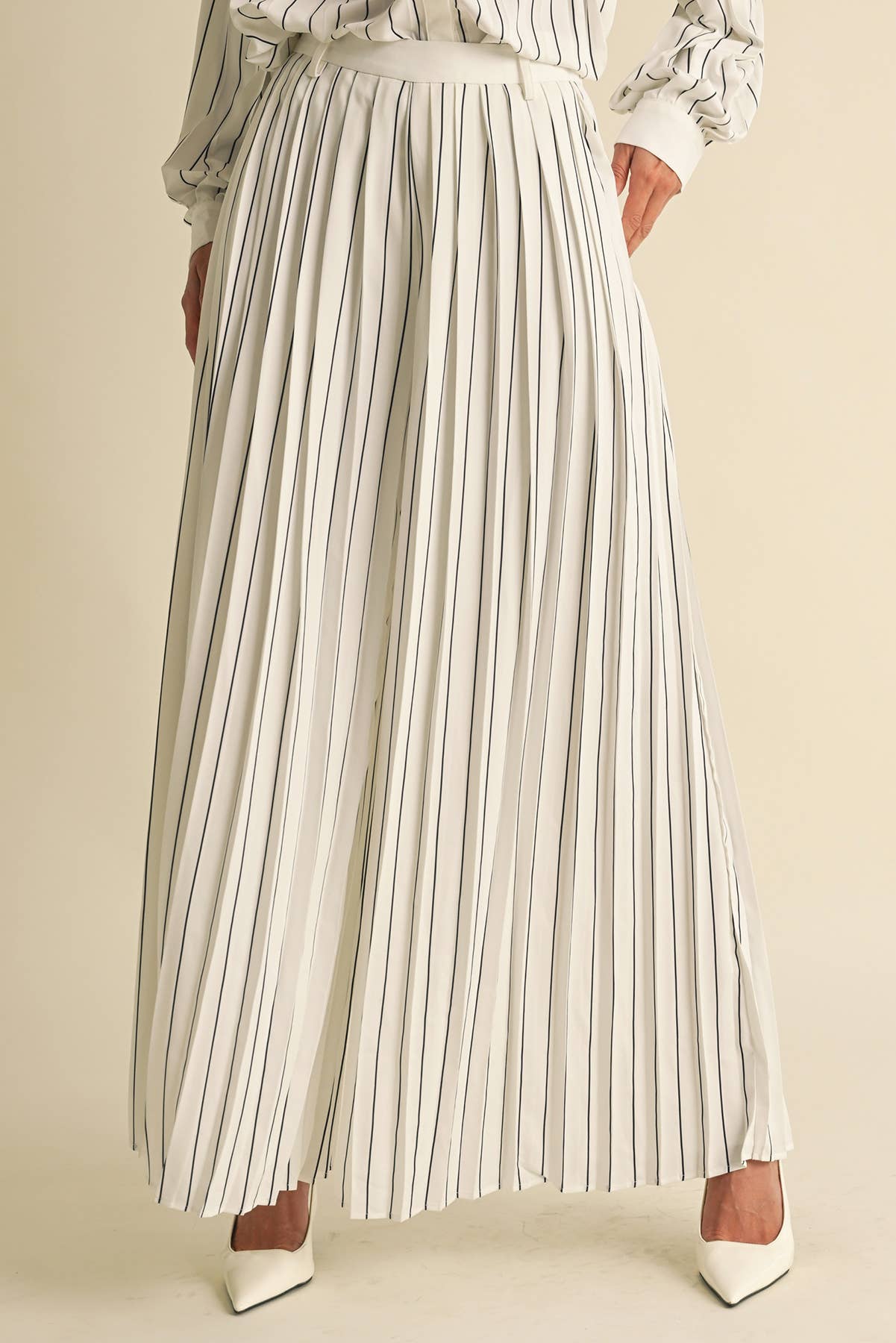 Pleated Stripe Pants
