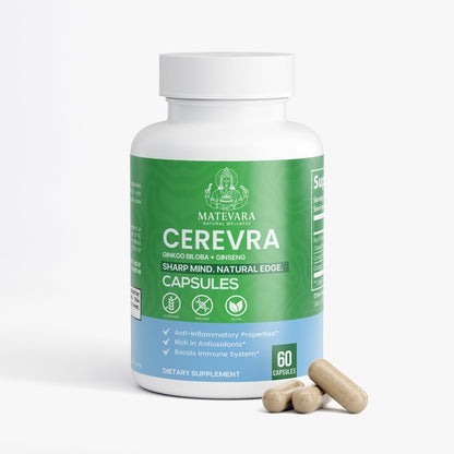 Cerevra Capsules : Ginseng & Ginkgo Biloba | 60 Count