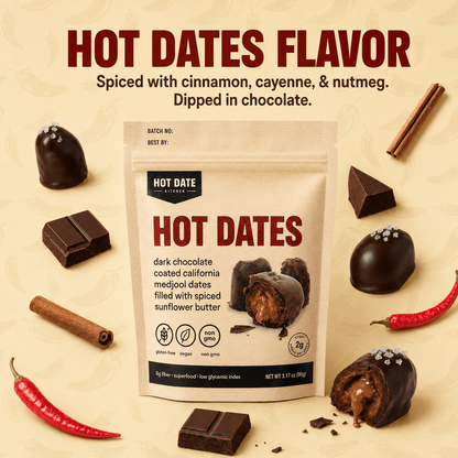 Spiced Dark Chocolate Stuffed Medjool Dates - 8 Pack