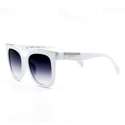 Coco - White Frame Faded Black Lens Wayfarer Sunglasses