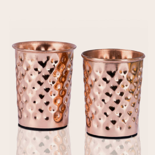 100% Pure Copper Cups -  Diamond Design