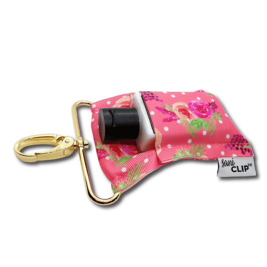 Coral Floral SaniClip Hand Sanitizer Holder - made to order | Daily Health & Beauty