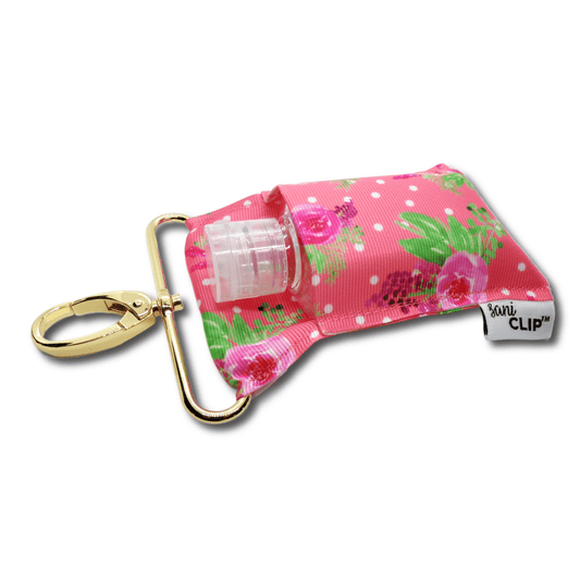 Coral Floral SaniClip Hand Sanitizer Holder - made to order | Daily Health & Beauty