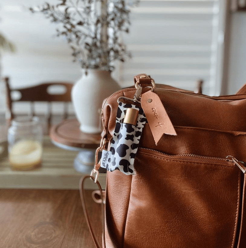 Cow Print LippyClip KISS for larger lip balms, essential oil rollers, etc. | Daily Health & Beauty