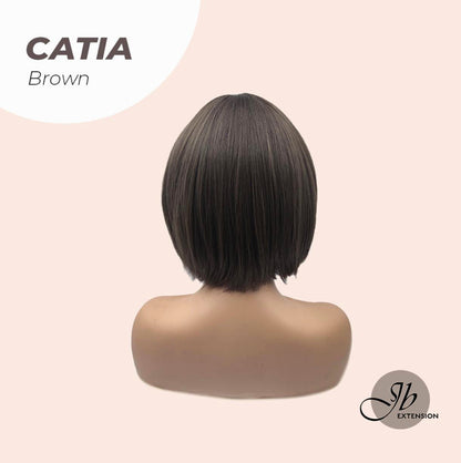 JBEXTENSION 10 Inches Short Bob Cut Brown Wig CATIA BROWN